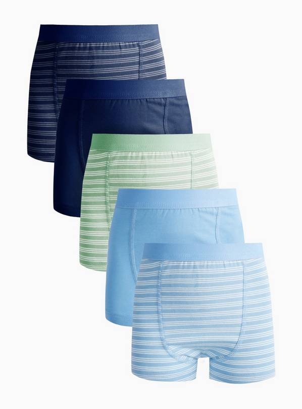 Blue & Green Stripe Trunks 5 Pack 9-10 years